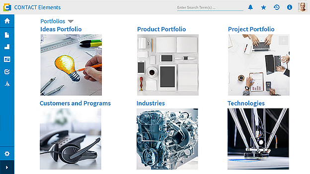 CONTACT Elements Portfolio Navigator for managing ideas, products, projects, customers, programs, industries, and technologies